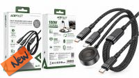 Cabo USB-C 3in1 - 2xUSB-C - 1xUSB Qi carreg. até100W  1.20 m.