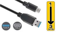 Cabo USB 3.1 C Macho a USB 2.0 A Macho (1-3Mts) Negro