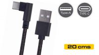 Cabo USB 3.1 C angulado 90º Macho - USB 2.0 A Macho preto 20cm