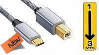 Cable USB Tipo-C USB B Goldplated nylon Gris