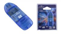 Lector de Tarjetas Externo USB 2.0 SD + MMC Azul