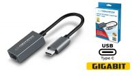 Adaptador USB-C Ethernet RJ45 Gigabit Negro