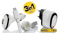 Cargador universal 220V 2 x USB 2.1A/1A con cable USB a micro B Blanco