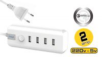 Carregador universal 110/240V 4x USB Máx. 2A Branco