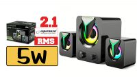 Coluna de secretária USB Led 2.1 5W+ 2x2.5W preto