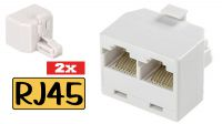 Adaptador en T doble de 2xRJ45 Hembra a 1x RJ45 Macho