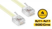 Cabo para telefone/fax RJ-11 4 pinos M/M  marfim