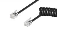 Cable de conexión RJ10 4 pins M/M en espiral rizado Negro 2m