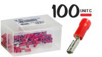 Conjunto de 100 terminales tipo conexión hembra 0.5mm - 1.5mm Rojo