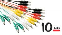 Conjunto 10 fios coloridos com pinças crocodilo isoladas 48cm