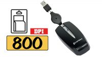 Mini rato óptico USB com cabo retráctil