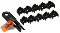 Herramienta para insertar y extraer bloqueadores RJ45 con 10 bloqueadores.