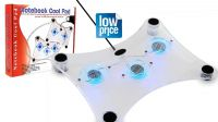 Base de ventilación para portátil en acrílico, 3 ventiladores con LEDs Azules