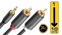 Cable multimédia Ugreen AV102 Jack 3.5mm Macho / 2 x RCA Macho Gold Plated