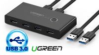 Hub USB Ugreen 4 x USB 3.2 Gen 1 USB splitter para 2 computadores Negro