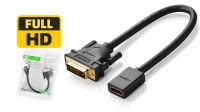 Cabo adaptador Ugreen DVI M(24+1) - HDMI F 1080p preto 15cm