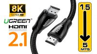Cable Ugreen HD140 HDMI 2.1 8K a 60Hz, 4K a 120Hz M/M Nylon Negro
