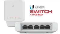 Switch 5 puertos Gigabit, 4 PoE, Ubiquiti (USW-Flex)