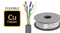 Bobina de cable U/UTP Cat. 6 flexible CU 100m gris